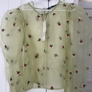 Sheer long sleeve crop top